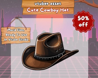 Vtuber Asset | Rigged Cute Cowboy Hat or Cute Cowboy, Premade Assets, Hat Assets, Animated Asset, Prop, Vtuber Hat