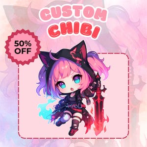 Arte Chibi Personalizado / Dibujo de Personaje Estilo Anime / Ilustración Linda Personalizada