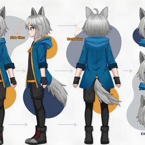Ficha de personaje personalizada / Diseño de referencia de personaje original / Arte de animación en 360° / Perfil de personaje VTuber