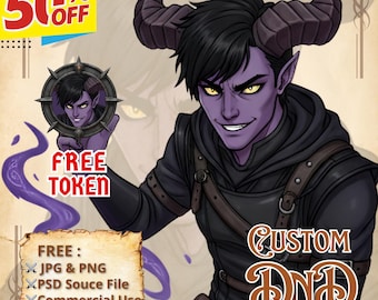 Comisión de personaje de D&D / Retrato personalizado de fantasía / Ilustración de personaje original para juegos de rol / Arte de Dungeons and Dragons / Ilustración de personaje original