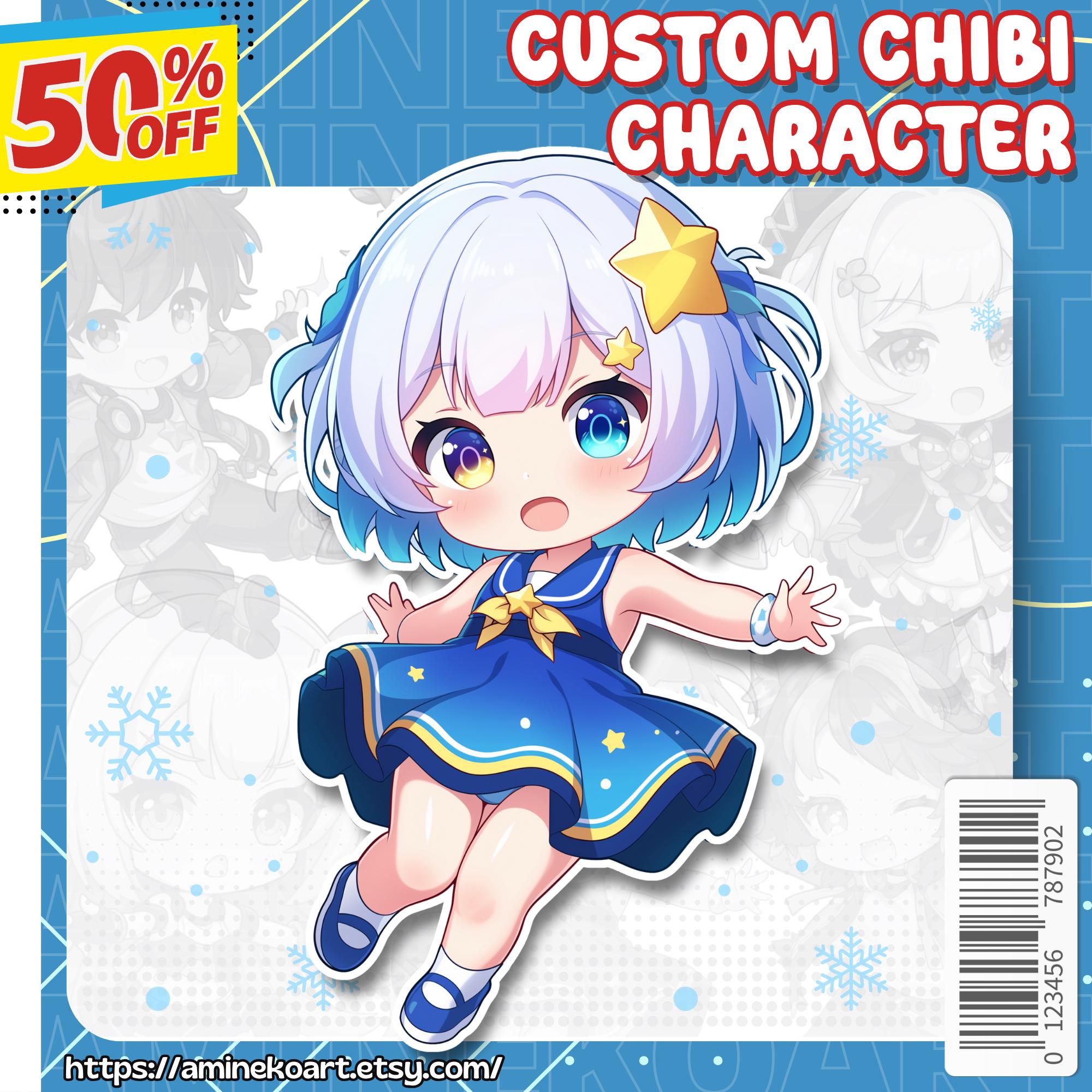 Custom Cute Chibi | Anime Style Portrait | Digital Chibi Illustration ...