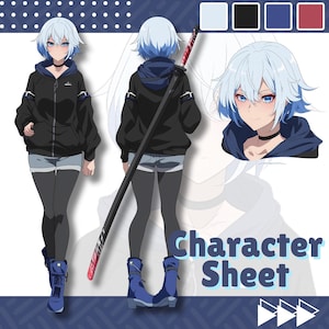 character Reference Sheet, reference sheet commission, anime reference sheet, vtuber reference sheet, Anime design, Oc Sheet Commission