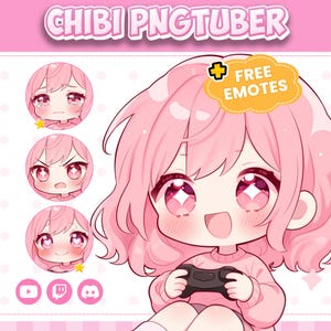 Modèle PNGtuber Chibi personnalisé | Commande d'avatar personnalisé pour streamer Twitch, Youtube et Kick