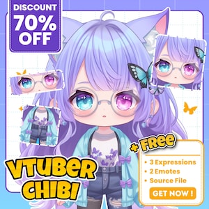 Personalise Vtuber Chibi, Avatar Model, Streamers, Live2d Setup, Channel Launch