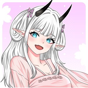 Custom anime portrait featuring a white-haired cat girl character with elegant accessories, soft purple colors, and detailed anime-style artwork. This personalized profile picture is suitable for VTubers, streamers, Discord users, and content creators looking for a stylish and professional online identity.