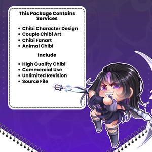 Custom Chibi Illustration with Personalized Anime, DND, VTuber Style, for Profile Display image 2
