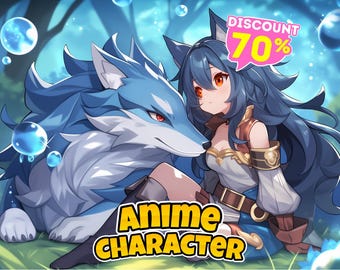 Custom Anime Character Art Portrait, Your Original Character as Gift for Couple, Family, Friends
