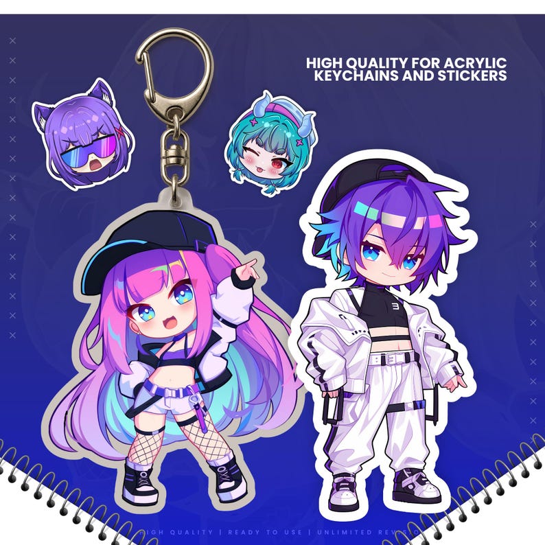 Custom Chibi Illustration with Personalized Anime, DND, VTuber Style, for Profile Display image 10