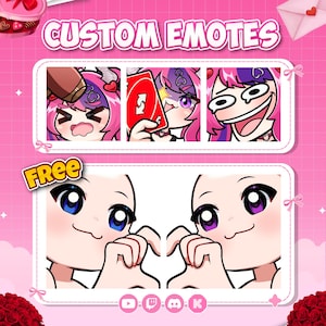 Special Valentine's Custom Static & Animated Emotes Twitch for Streamer, Youtube, Discord and Kick