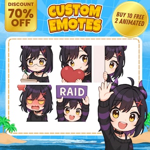 CUSTOM TWITCH EMOTES | Animated Emotes | Custom Twitch Emote for Streamer | Cute Chibi anime style | Animal Emote | Anime Emote | Sub Badges