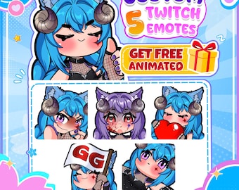 Personalized 5 Static Emotes and Animated Bonus for Streamer, Vtuber and Content Creator