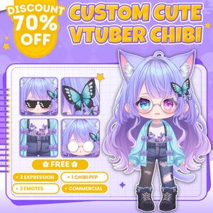 Custom Chibi Vtuber Model: Live2D Commission, Commercial Use