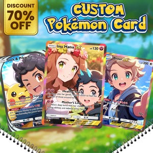 Encargo de tarjeta Pokémon personalizada / Regalo Pokémon personalizado para cumpleaños, aniversario, boda, pareja en retrato Pokémon Anime, estilo anime