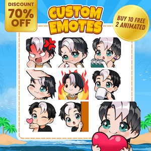 Emotes Chibi Twitch personnalisés : emotes animés Vtuber Stream