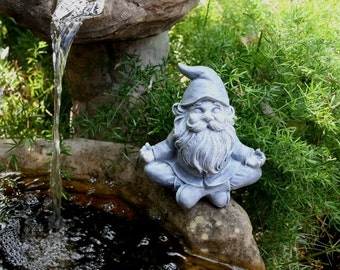 Yoga Gnome In Lotus Position - Meditating Garden Gnome - Concrete Zen Buddha - Gnome Garden Statue
