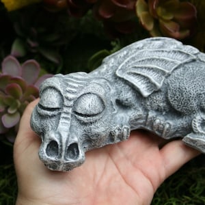 Dragon Statue - Sleeping Baby Dragon - "Diesel the Dragon" - Concrete Garden Art Sculpture