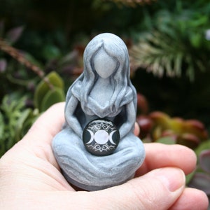 Triple Moon Goddess Statue - "Goddess Hecate" - Moon Goddess Mini Figurine - Maiden, Mother, Crone Mini Figurine