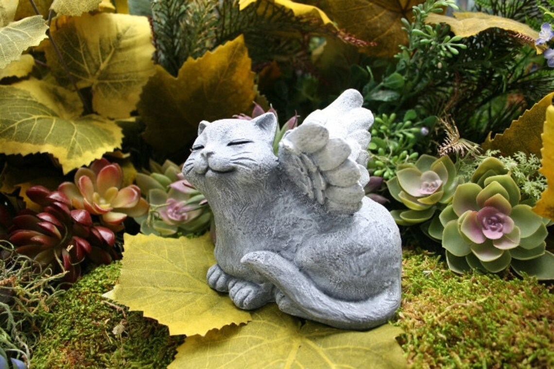 Angel Cat Statue Basking In the Sunshine Sleeping Etsy
