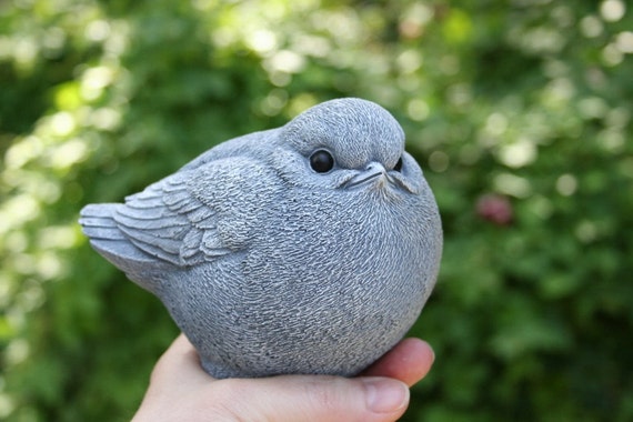 Concrete Bird Statue Fat Bird Garden Sculpture Etsy UK