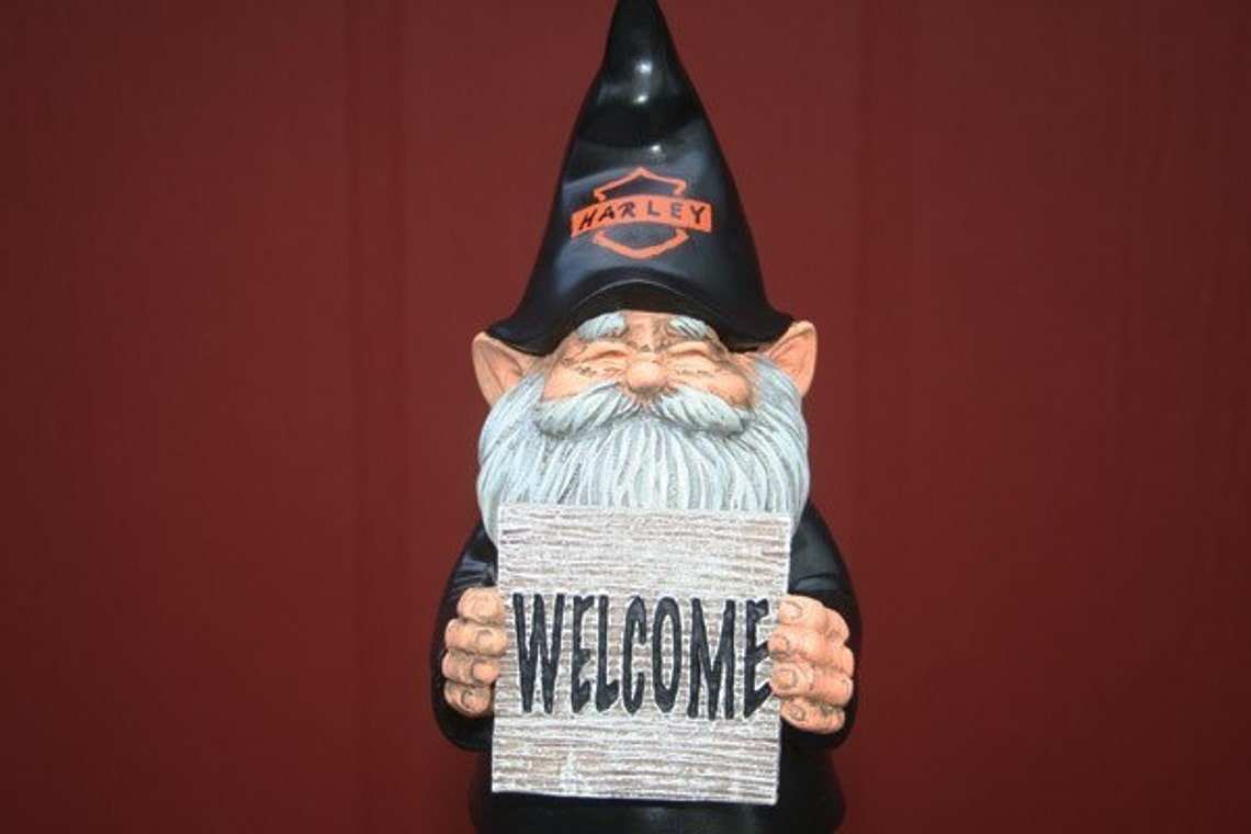 BIKER GARDEN GNOME Loves His Harley Davidson Personalized Etsy