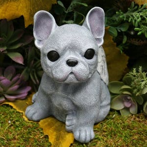 French Bulldog Angel Statue - French Bull Dog - Concrete Frenchie Memorial,  Dog Angel Sculpture
