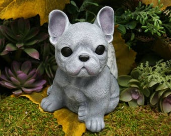 French Bulldog Angel Statue - French Bull Dog - Concrete Frenchie Memorial,  Dog Angel Sculpture