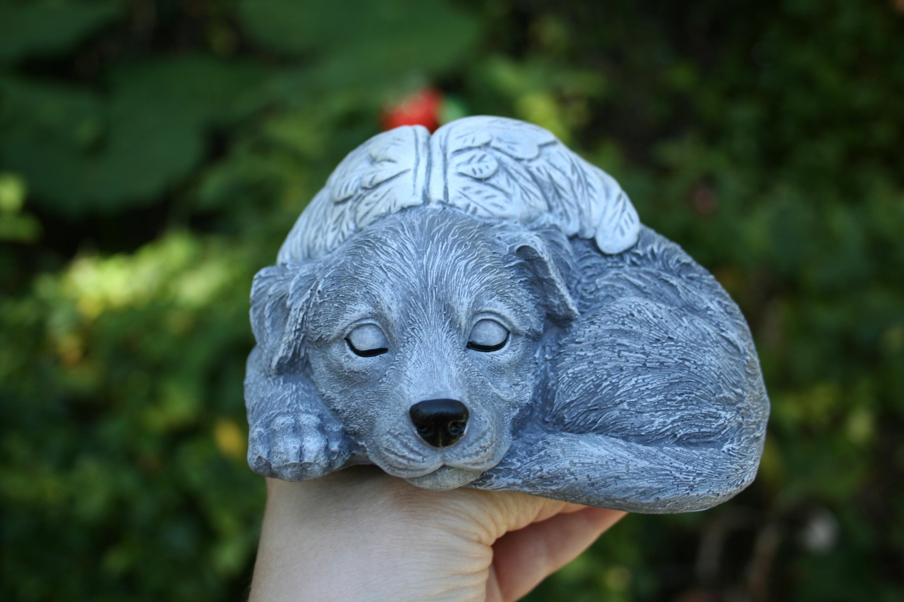 Engel Hund Memorial Statue – Handgeschnitzt Aus Kunstharz, Für Garten & Innenraum, Gedenkstein