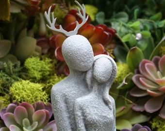 God & Goddess of the Forrest Statues, Horned God Cernunnos and Spring Goddess, Druid Couple