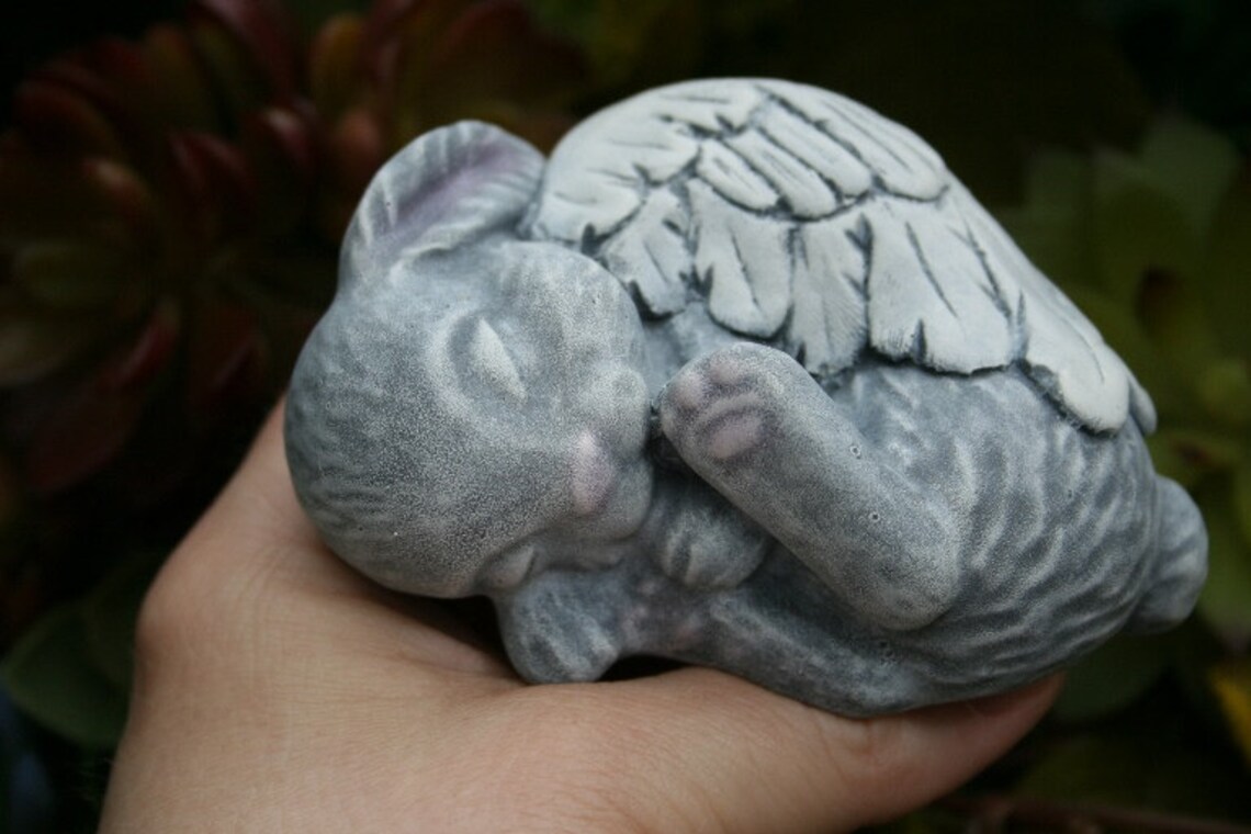 Angel Bunny Statue Rabbit Angel Memorial Concrete Garden Etsy