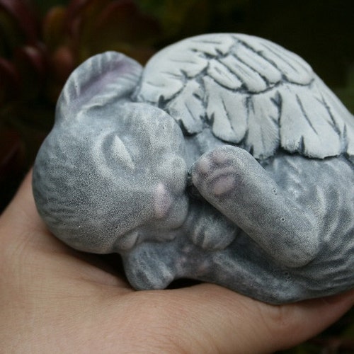 Angel Bunny Statue Rabbit Angel Memorial Concrete Garden Etsy