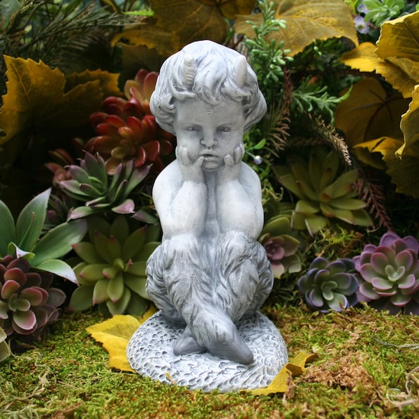 Pan Statue - Satyr Faun Sculpture - Unique Concrete Art for Your Enchanted Garden