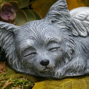 Papillon Angel Dog Statue - Continental Toy Spaniel - Papillion Butterfly Ears - Dog Memorial Sculpture - Concrete Garden Decor