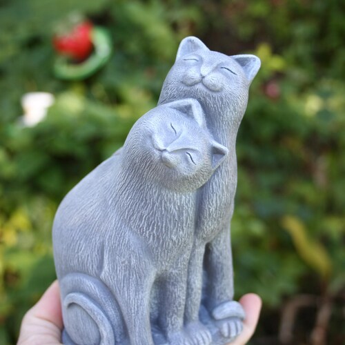 Cat Statue - Concrete Cat Couple - A Purrrfect Pair of Cats - Outdoor Garden Decor -