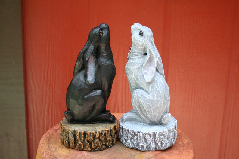 Moon Gazing Hare Statue Traditional Style March Hare Ornament Concrete Lunar Hare Garden Decoration image 10