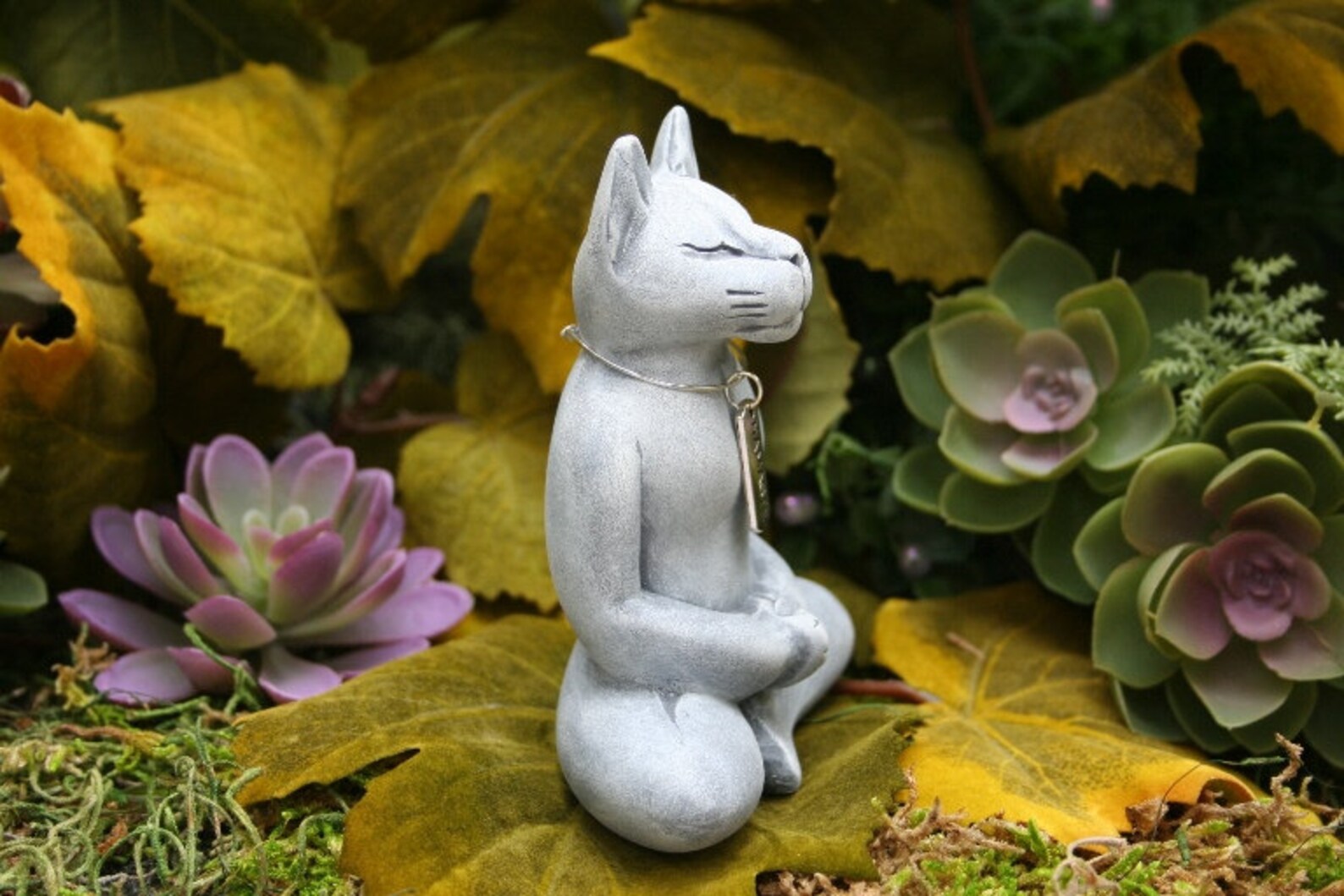 Buddha Cat Statue Meditating Zen Cat Statue With Namaste Etsy