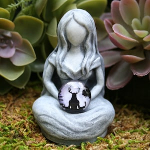 Moon Goddess Statue - Embraces Cernunnos the Horned God - Celtic Blessings, Love & Light