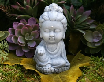 Kwan Yin Statue - READY TO SHIP - Miniature Meditation Altar Statue - Concrete Home or Garden Decoration