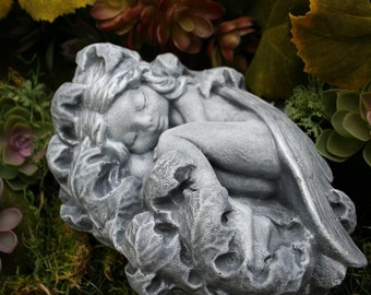 Concrete Fairy Statue - The Sleeping Fairy of Whisper Hollow - Garden Decor