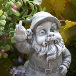 Garden Gnome Flipping The Bird, Concrete Rude Garden Gnomes for Sale image 4