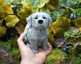 Dog Angel Memorial - Lab / Golden Retriever / Labrador Concrete Statue - Angel Pet Marker