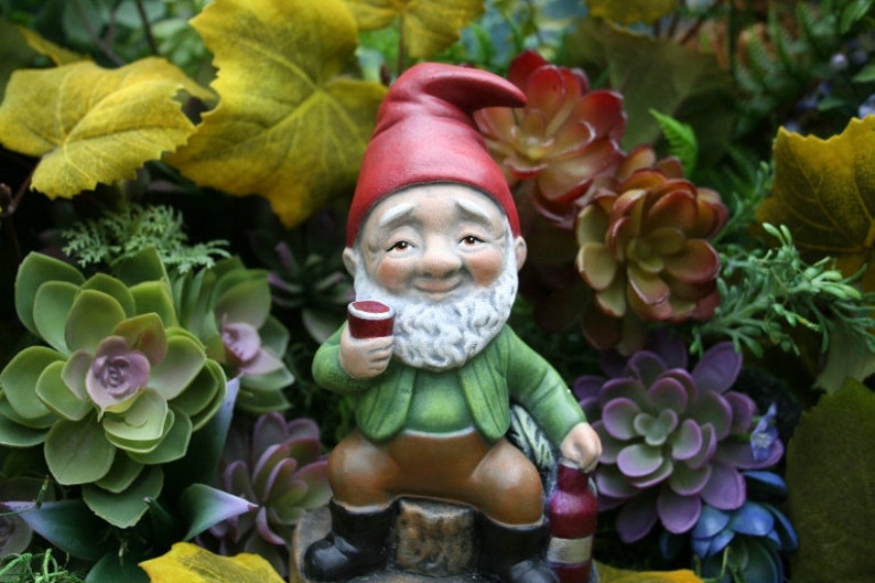 Wine Lover Garden Gnome Red, White & Cheers to Drinking Garden Gnomes image 1