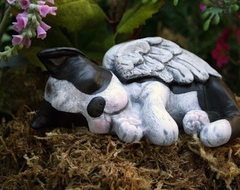 Boston Terrier Angel Statue Dog Angel Concrete Memorial