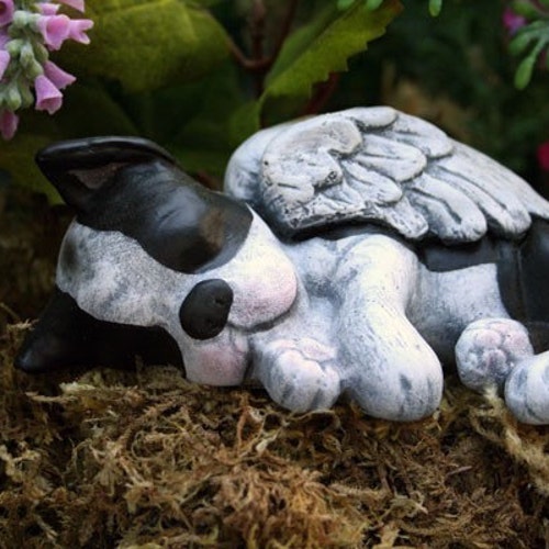 Boston Terrier Angel Statue Dog Angel Concrete Memorial Etsy