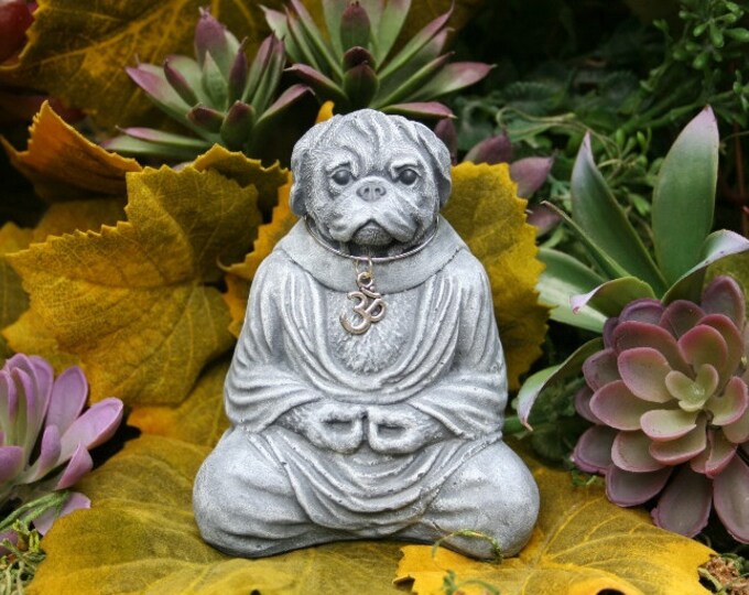 Zen Pug Statue Meditating Pug Statue Yoga Dog Concrete Garden Statue Etsy
