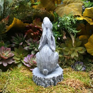 Moon Gazing Hare Statue Traditional Style March Hare Ornament Concrete Lunar Hare Garden Decoration image 6