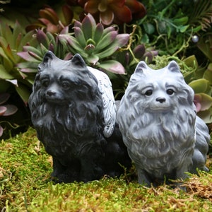 Pomeranian Angel Dog Statue - Dog Angel Memorial in Solid Concrete