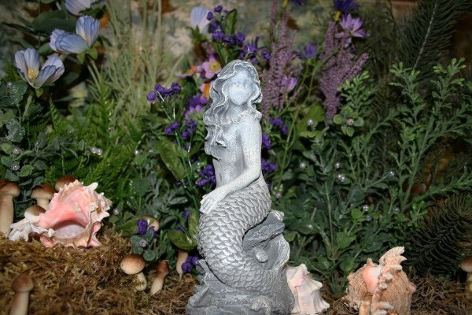 MERMAID CEMENT STATUE POND FAIRY GARDEN CONCRETE FIGURINE Etsy