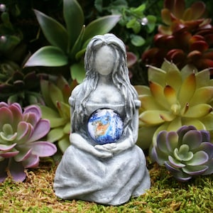 Earth Goddess Statue Gaia Statue 4 Tall Unique Mother Earth Altar Figurine image 1