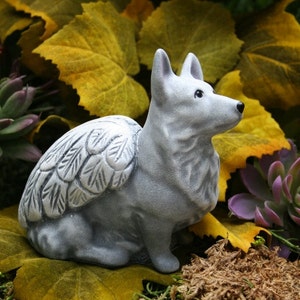 Dog Angel Statue - Corgi Angel Dog Memorial - Pembroke Welsh Corgi Concrete Pet Memorial