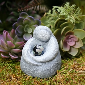 Gaia Statue - &quot;Mother Nature Goddess&quot; - Mini Earth Goddess Statue - Cradling Earth Globe in Her Arms